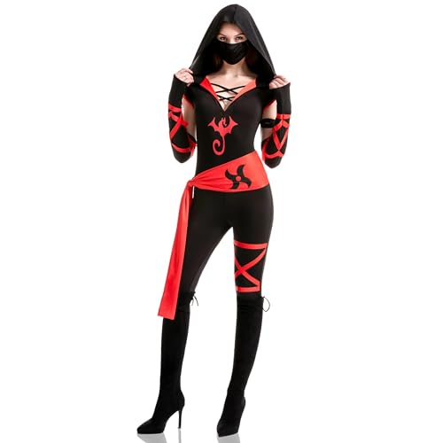 Costume Ninja Femme Halloween Rouge