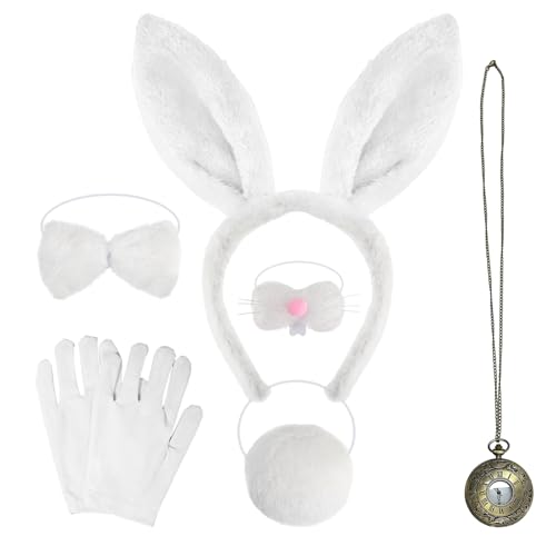 SAIIURV 6 Pièces Blancs Déguisement Lapin Enfant Adulte, Ore