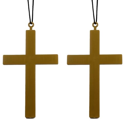 VYNZOR Collier Croix Halloween – 2 Colliers avec Croix Dorée