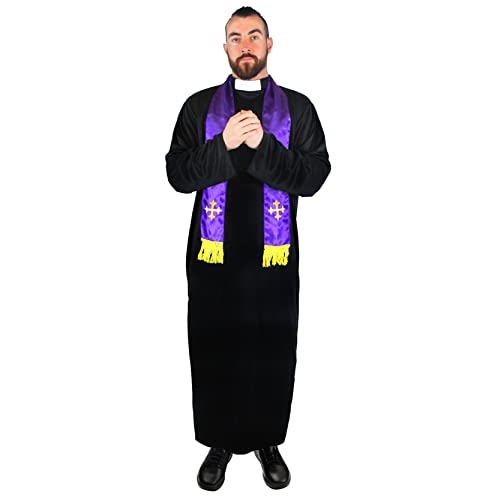 Déguisement Curé Robe Noire Violet