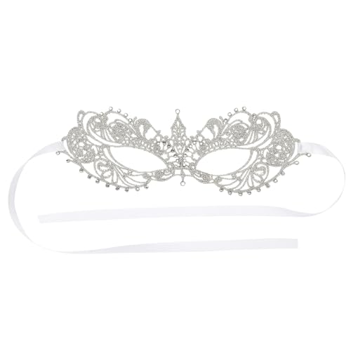 FOYTOKI Masque en Dentelle Argenté Strass pour Bal Masqué Ha