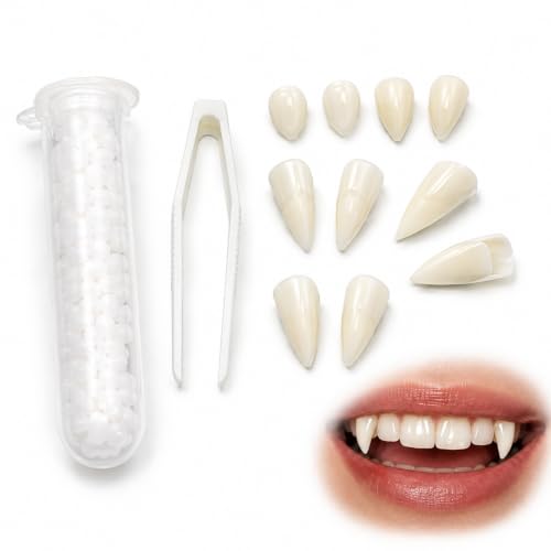 4 Paires Dents de Vampire avec Gel Dentaire 10 ml Halloween 
