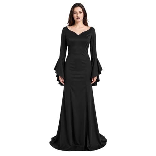 JEGERMIG Morticia Addams Costume de Famille Addams pour Hall