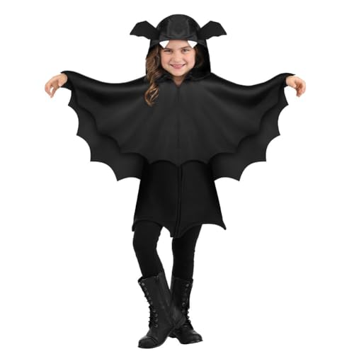 Aomig Cape de chauve-souris noire pour enfant - Cape et gant