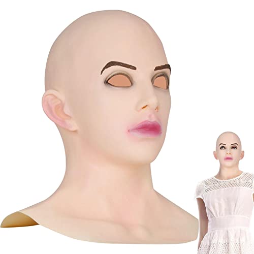 Voiakiu Mascarade en Latex | Masque en Latex Chauve Femme ré