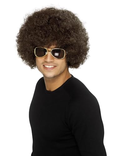 Smiffys Perruque afro funky des années 70, brune, 120g Hallo