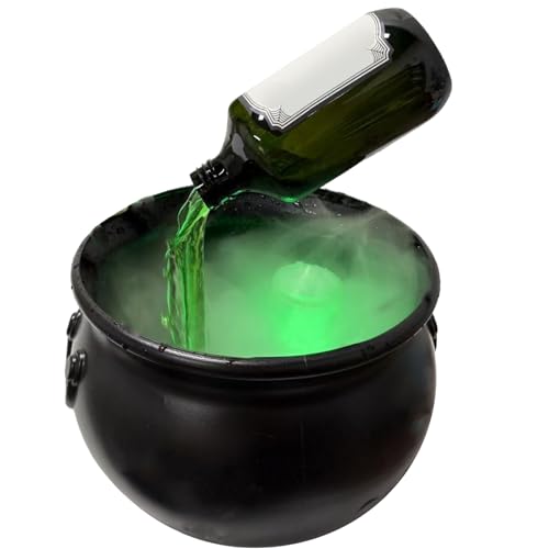 Chaudron avec bouteilles de potion flottantes, décor de fabr