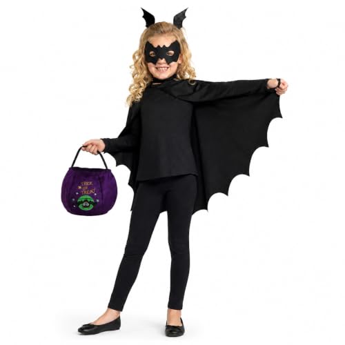 YANFALE Costume Chauve-Souris & Vampire Fille : Cape, Ailes,