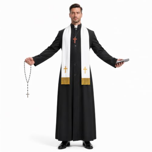Beeoecm Déguisement Pretre Homme, Costume Curé Homme avec Ac