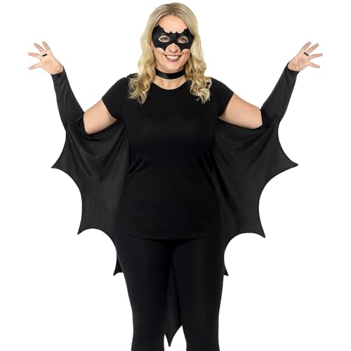 MUNSKT Ailes de Chauve-Souris Cape Noir Adulte,Déguisement C