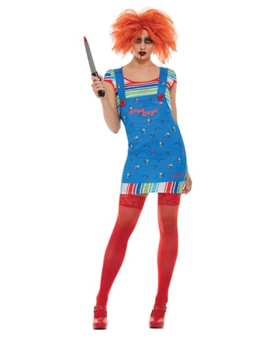 Smiffys Costume de Chucky, Bleu, avec haut et robe chasuble 