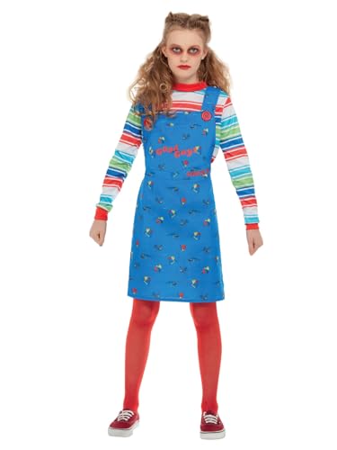 Smiffys Costume de Chucky, Bleu, avec robe et haut Halloween