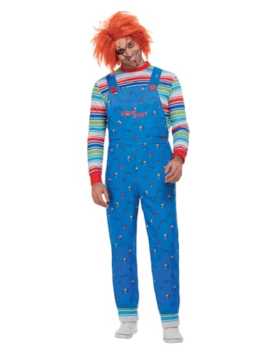 Smiffys Costume de Chucky, Bleu, avec haut et salopette impr