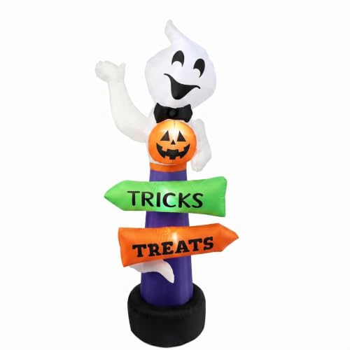 predolo Déco Halloween Lumineuse Gonflable à Brancher Personnage Gonflable en Tissu Gonflage Rapide, Blanc, Violet, Orange, Vert