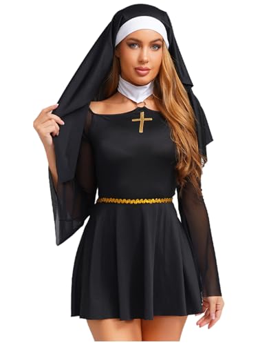Freebily Déguisement Religieuse Femmes Cosplay Costume Nonne