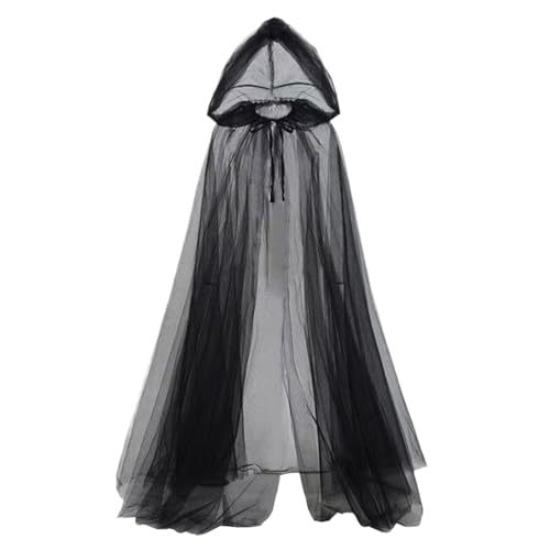 Générique Cape Noire avec Capuche - Longue Cape Transparente