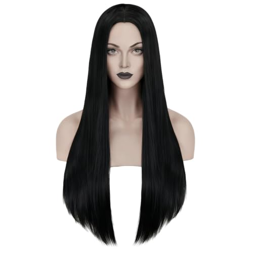 26Inch Perruque Noire Longue, Perruque Femme Naturelle