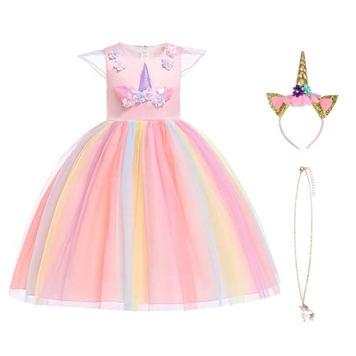 URAQT Robe Licorne Enfant de Princesse, Robe Licorne Fille,