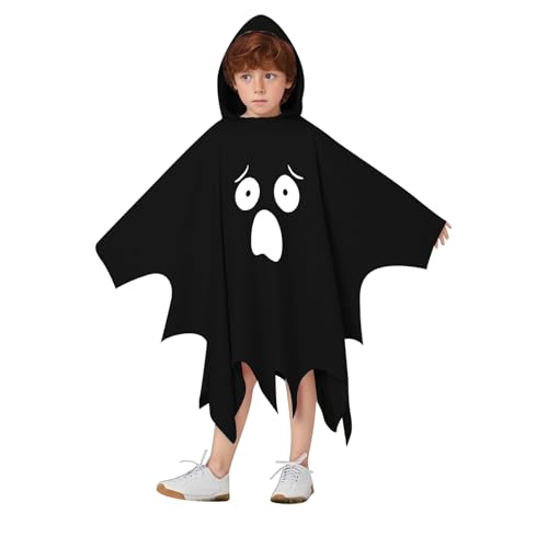 Cape Fantôme Enfant Halloween, Déguisement Blanc avec Capuch