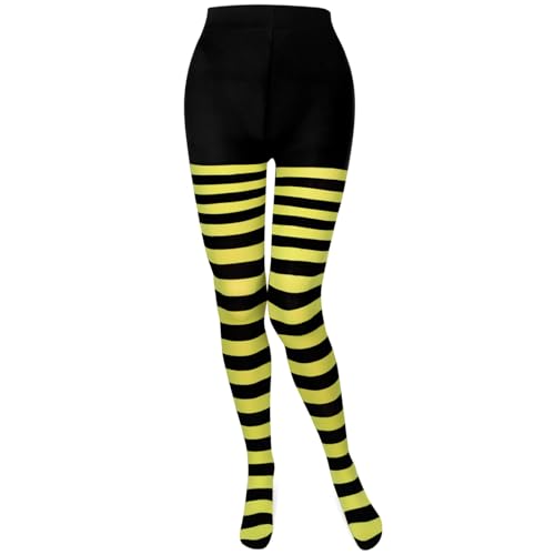 Collants Rayés Jaune Noir Femme