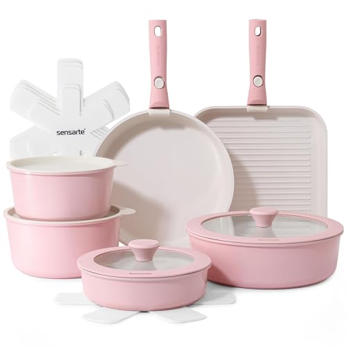 SENSARTE Batterie de Cuisine 17 Pièces Tous Feux Compatible Induction
