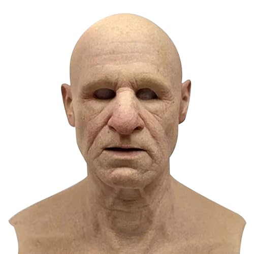 BeVistoso Masque dHalloween réaliste tête nue vieil homme ma