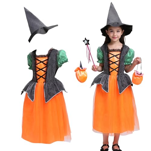 Efymosce Déguisement Halloween Fille Sorcière, Costume Enfan
