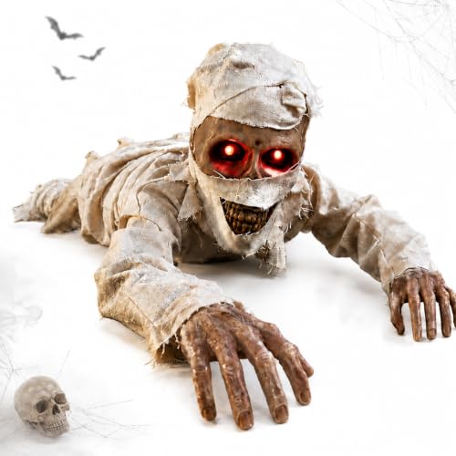 Crawling Zombie Animatronic, Sound-Activated Halloween Decor