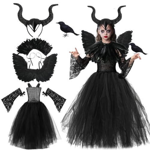 Deguisement Maléfique Fille, Costume de Maléfique Enfant, Mé