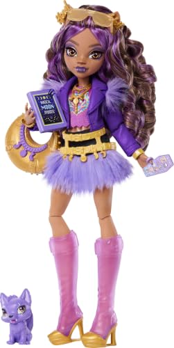 Monster High Poupée Clawdeen Wolf avec Veste Moto Violette e