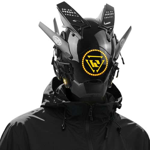 Marikito Masque punk LED pour adultes - Casque futuriste ave
