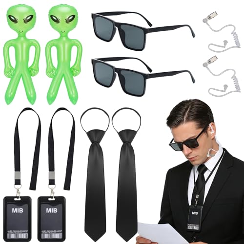 10 Pièces Accessoires Déguisement Agent Secret, Costume Men 