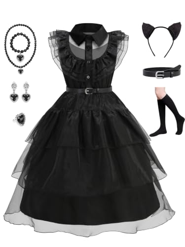 YYSSNM Robe Princesse Fille, Ensemble de Déguisement Noir Po