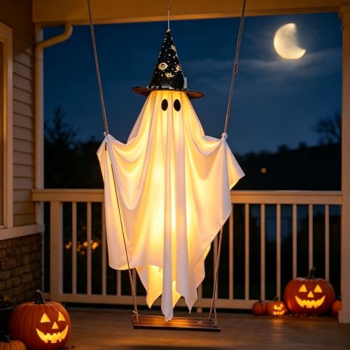 Kivivaka Fantômes effrayants à LED de 150 cm avec chapeau de