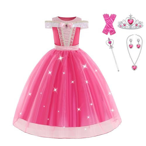 EARJIA Déguisement Princesse Fille Robe De Princesse Rose Po