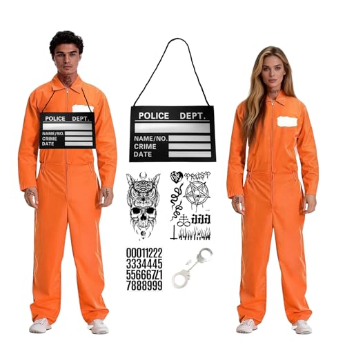 Forbabe Costume de prisonnier pour homme et femme