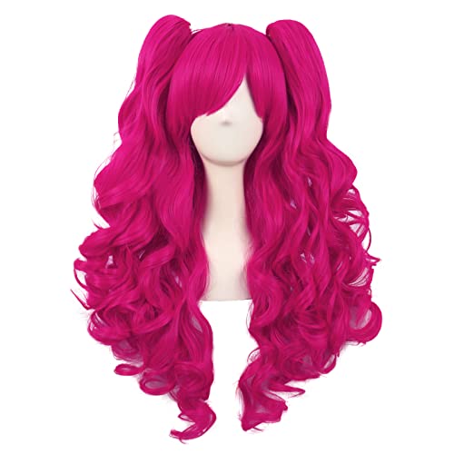 MapofBeauty 70 cm Lolita Longue Bouclée 2 Queues 1 Perruque 