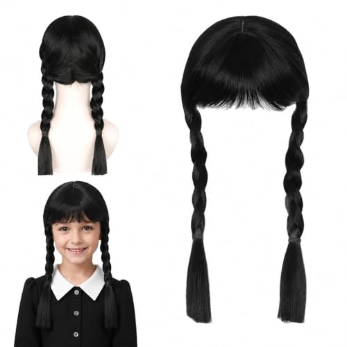 Perruque Mercredi, perruque de cosplay dHalloween pour enfan