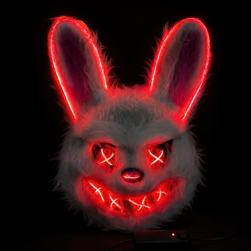 Masque Halloween Lapin avec éclairage LED, masque lumineux p