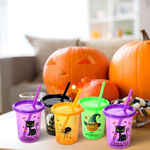Nuanchu Lot de 24 gobelets dHalloween réutilisables en plast