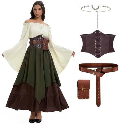 LumenVela Robe Médiévale Femme, Robe Renaissance Femme avec 