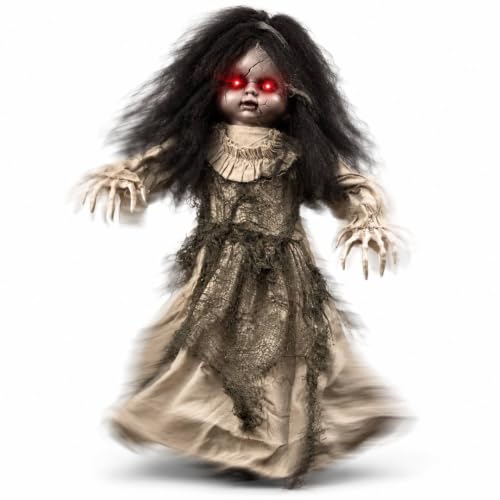Animatronic Grande poupée dans une robe beige, 82 cm, décora