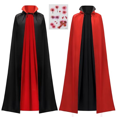 JOYIN Cape de Vampire à capuche pour adultes, réversible(ROU