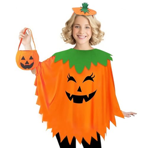 AOLIUP Halloween Deguisement Citrouille Femme: Costume Cape