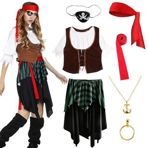 Kitimi Costume de pirate pour femme adulte avec costume, cac