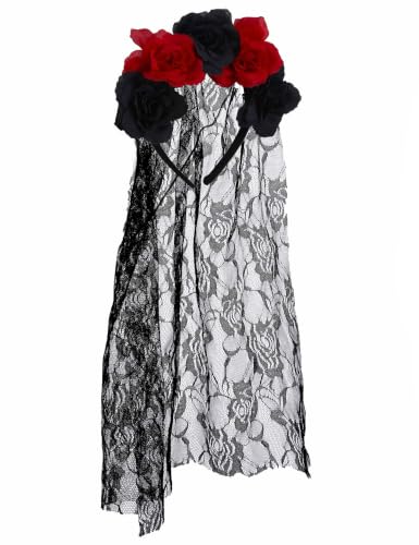 DEGUISE TOI - Serre-tête fleurs avec voile dentelle adulte -