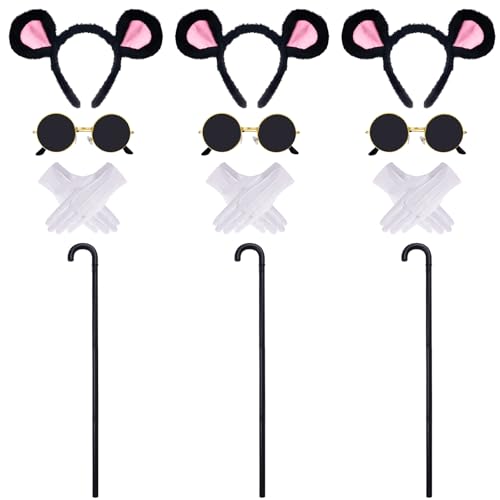 Lot de 12 accessoires de costume de souris avec oreilles de