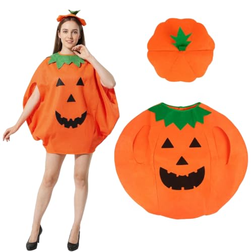 ITODA Costume de Citrouille Femme Adulte Ensemble Déguisemen
