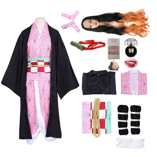 kelihood Costume de cosplay : cosplay Kamado Nezuko Kimono, 