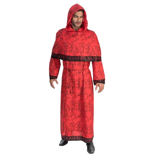 Chaks - Costume de diable rouge avec runes, tunique et capuc